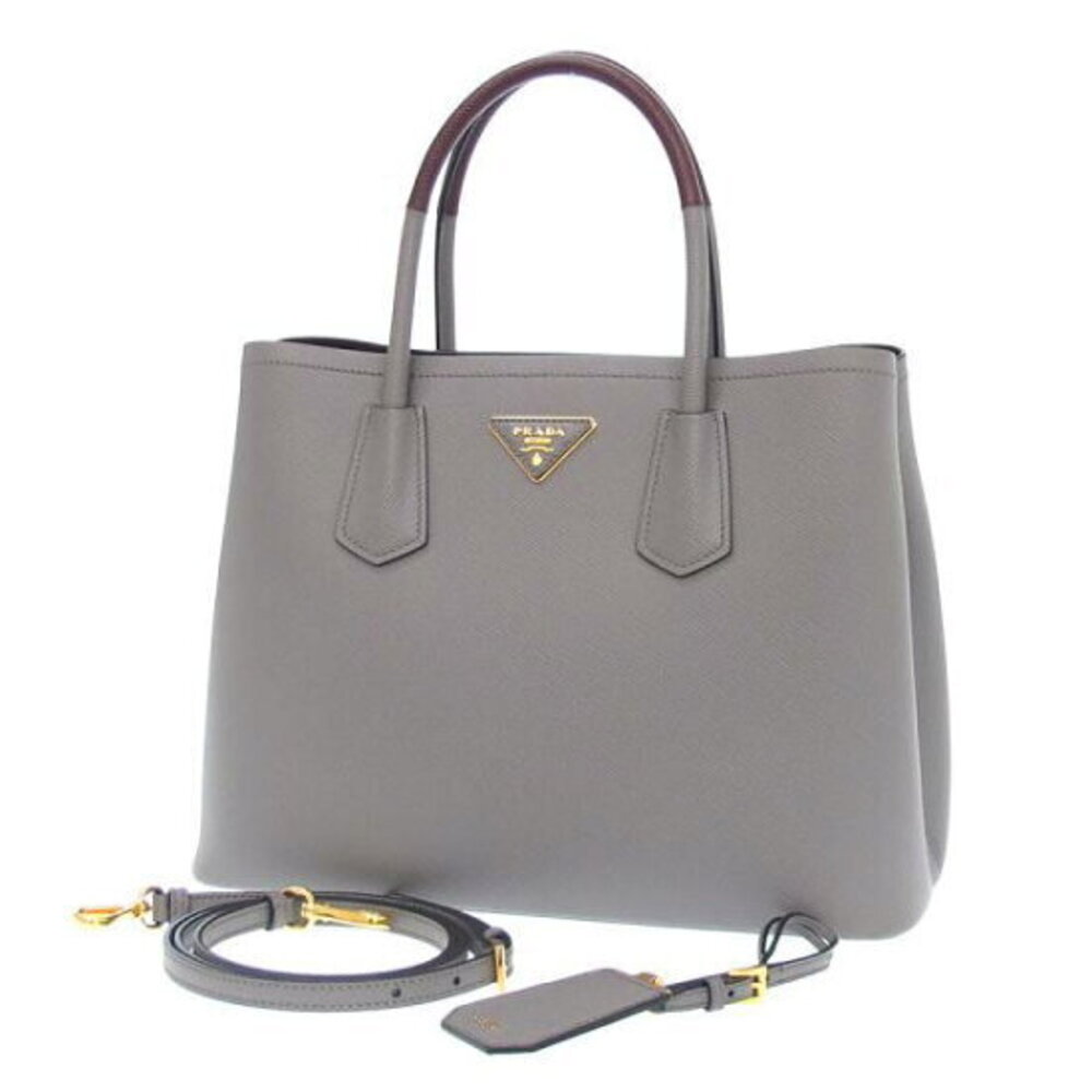 Prada Double Saffiano leather tote bag Gray
